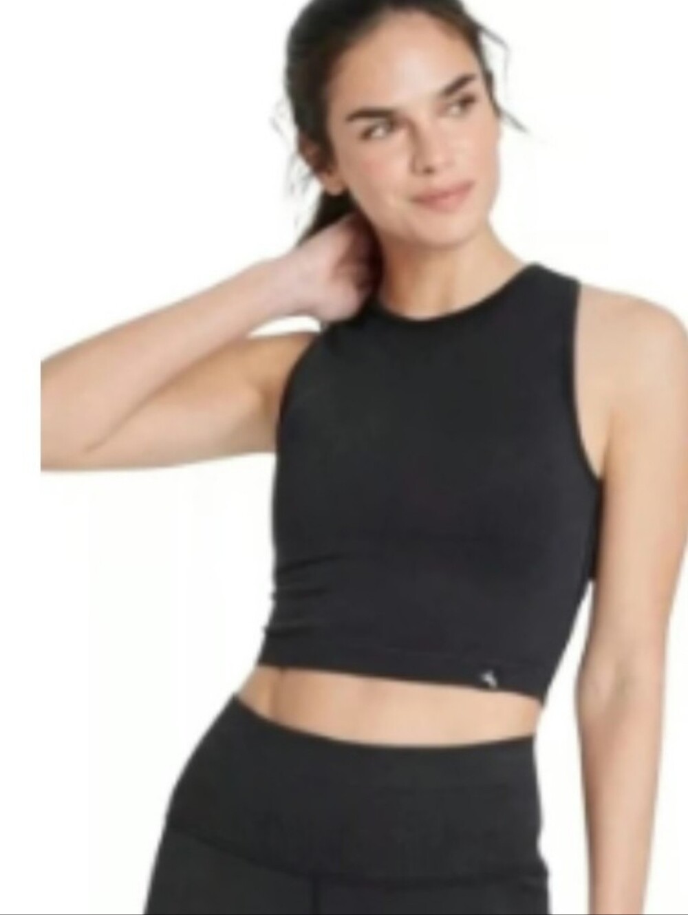 JoyLab Black Sleeveless Cropped Performance Tank Size Small